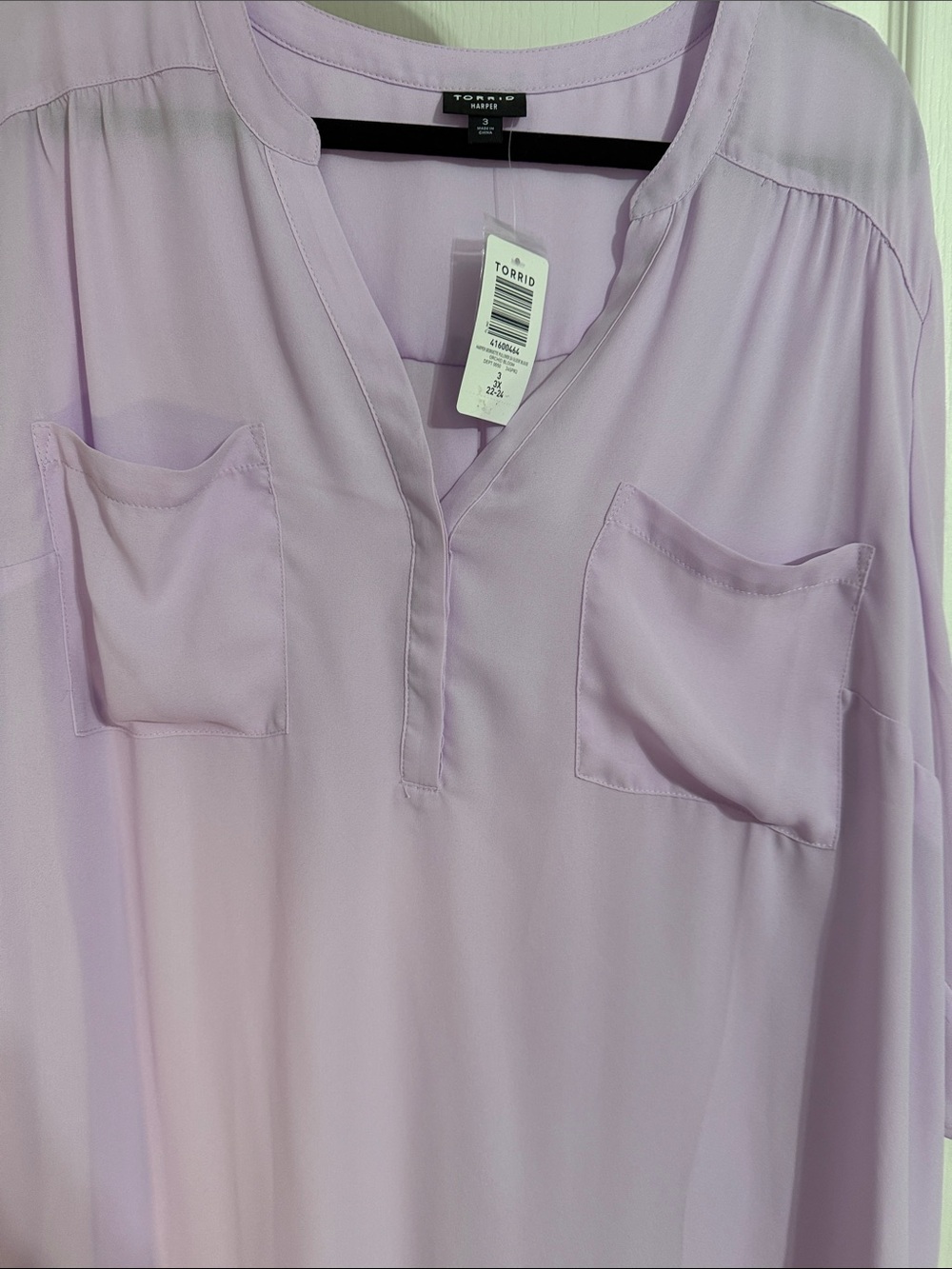 torrid Lavender Split V-Neck Blouse with Chest Pockets Harper - Picture 3 of 6